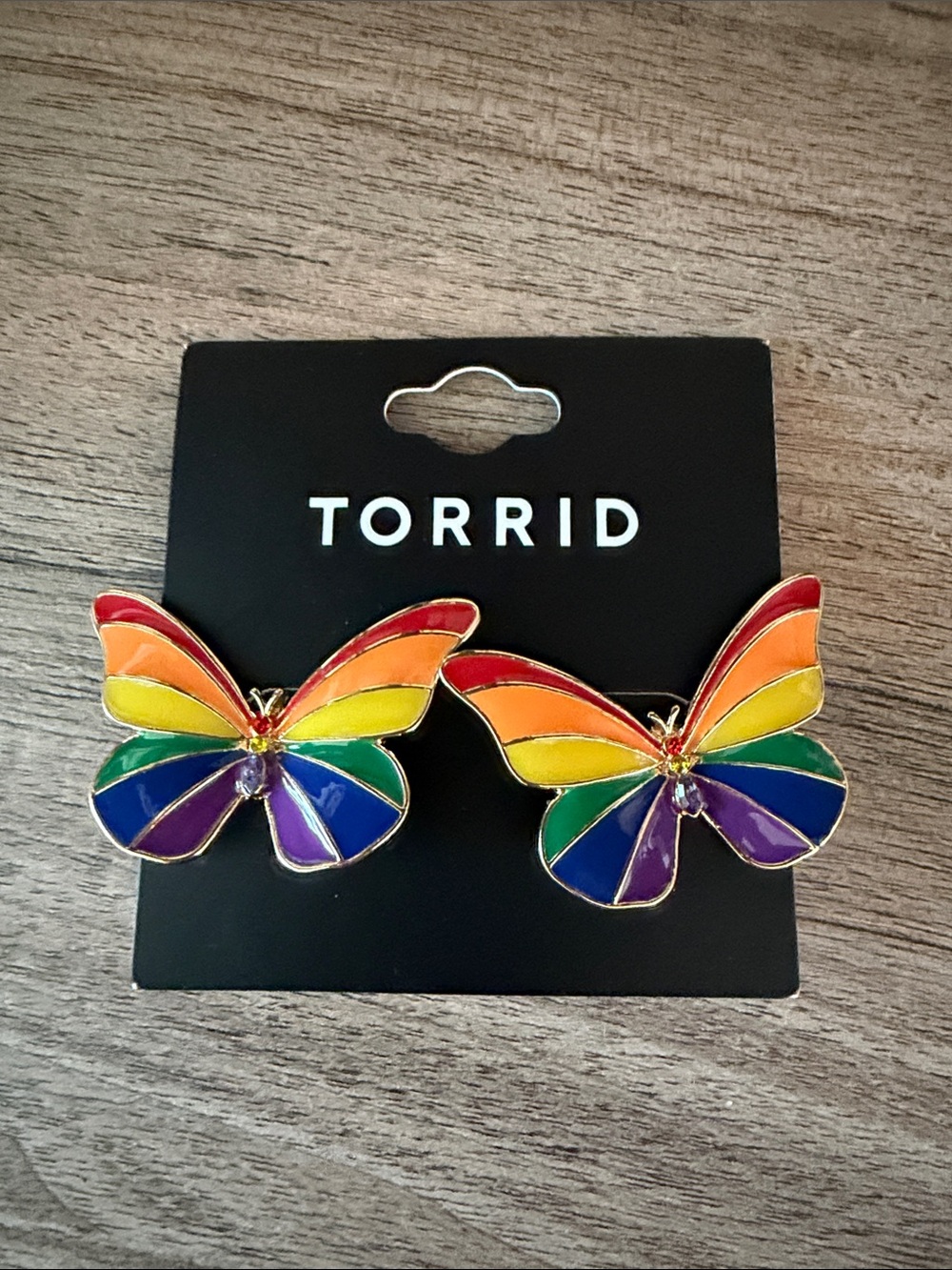 NWT Torrid Rainbow Butterfly Stud Earrings